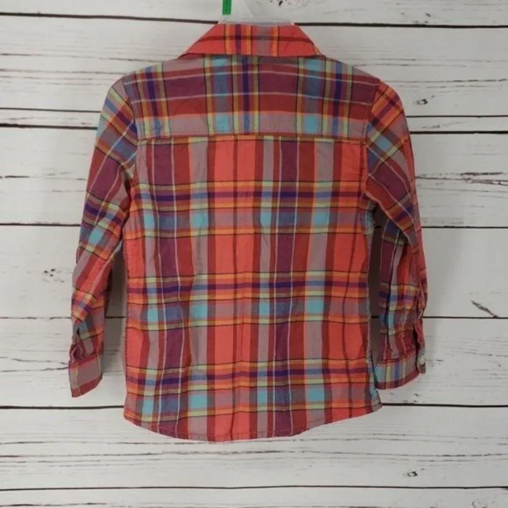 Carters Red Plaid‎ Long Sleeve Button Down